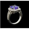 Image 3 : 4.15 ctw Tanzanite and Diamond Ring - 14KT White Gold