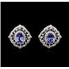 Image 1 : 14KT White Gold 2.46 ctw Tanzanite and Diamond Earrings
