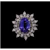 Image 2 : 14KT White Gold 3.07 ctw Tanzanite and Diamond Ring