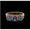 Image 2 : 1.42 ctw Tanzanite and Diamond Ring - 14KT Yellow Gold
