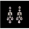 Image 1 : 27.83 ctw Kunzite and Diamond Dangle Earrings - 18KT White Gold