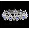 Image 2 : 14KT White Gold 7.92 ctw Tanzanite and Diamond Bracelet