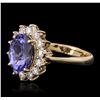 Image 2 : 14KT Yellow Gold 2.19 ctw Tanzanite and Diamond Ring