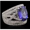 Image 2 : 14KT White Gold 5.56 ctw Tanzanite and Diamond Ring