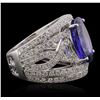 Image 3 : 14KT White Gold 5.56 ctw Tanzanite and Diamond Ring