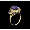 Image 3 : 14KT Yellow Gold 4.01 ctw Tanzanite, Sapphire and Diamond Ring