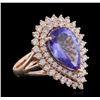 Image 1 : 14KT Rose Gold 6.32 ctw Tanzanite and Diamond Ring