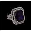 Image 1 : 14KT Two-Tone 11.31 ctw Amethyst and Diamond Ring