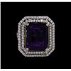 Image 2 : 14KT Two-Tone 11.31 ctw Amethyst and Diamond Ring