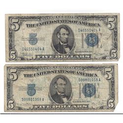 1934 $5 Silver Certificate Currency Lot of 2