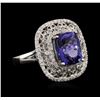 Image 1 : 14KT White Gold 5.29 ctw Tanzanite and Diamond Ring