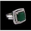 Image 1 : 14KT White Gold 6.03 ctw Emerald and Diamond Ring