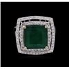 Image 2 : 14KT White Gold 6.03 ctw Emerald and Diamond Ring