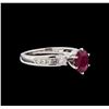 Image 1 : 1.37 ctw Ruby and Diamond Ring - 18KT White Gold