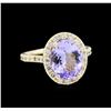 Image 1 : 3.25 ctw Tanzanite and Diamond Ring - 14KT Yellow Gold