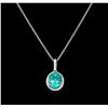 Image 1 : 3.29 ctw Apatite and Diamond Pendant With Chain - 14KT White Gold
