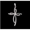 Image 1 : 0.50 ctw Diamond Cross Pendant - 14KT White Gold