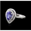 Image 1 : 18KT White Gold 1.15 ctw Tanzanite and Diamond Ring