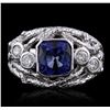 Image 2 : 14KT White Gold 1.99 ctw Tanzanite and Diamond Ring