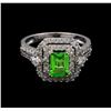 Image 2 : 0.99 ctw Tsavorite and Diamond Ring - 14KT White Gold