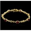 Image 1 : 3.72 ctw Ruby and Diamond Bracelet - 14KT Yellow Gold