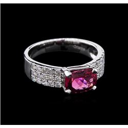 1.51 ctw Rubellite and Diamond Ring - 14KT White Gold