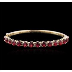 14KT Yellow Gold 7.95 ctw Rubies and Diamond Bangle Bracelet