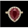 Image 2 : 6.97 ctw Ruby and Diamond Ring - 14KT Yellow Gold