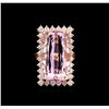 Image 2 : 33.11 ctw Kunzite and Diamond Ring - 14KT Rose Gold
