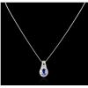 Image 2 : 14KT White Gold 2.24 ctw Tanzanite and Diamond Pendant With Chain