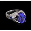 Image 1 : 7.55 ctw Tanzanite and Diamond Ring - 14KT White Gold