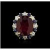 Image 2 : 14KT Yellow Gold 9.65 ctw Ruby, Sapphire and Diamond Ring