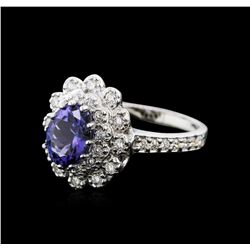 14KT White Gold 1.59 ctw Tanzanite and Diamond Ring