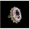 Image 1 : 14KT Yellow Gold GIA Certified 37.12 ctw Kunzite and Diamond Ring