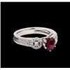 Image 1 : 0.96 ctw Ruby and Diamond Ring - 18KT White Gold