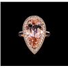 Image 2 : 8.46 ctw Morganite and Diamond Ring - 14KT Rose Gold