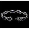 Image 3 : 12.65 ctw Blue Sapphire and Diamond Bracelet - 14KT White Gold