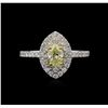 Image 2 : 1.15 ctw Yellow Diamond Ring - 14KT White Gold