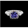 Image 2 : 14KT White Gold 1.11 ctw Tanzanite and Diamond Ring