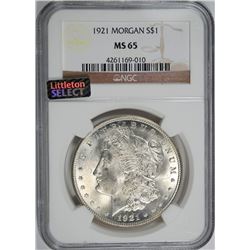 1921 MORGAN SILVER DOLLAR NGC MS65 GEM