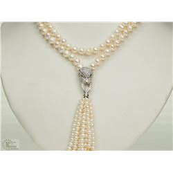 #4-STERLING SILVER & GOLD PLATED PEARL NECKLACE
