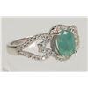 Image 2 : #8-STERLING SILVER CUBIC ZIRCONIA EMERALD RING
