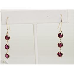 #28-14KT GOLD RARE GRAPE GARNET EARRINGS