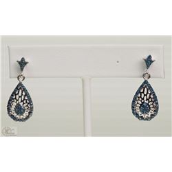 #35-STERLING SILVER DIAMOND EARRINGS