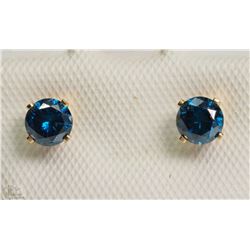 #41-14KT GOLD BLUE  DIAMOND EARRINGS