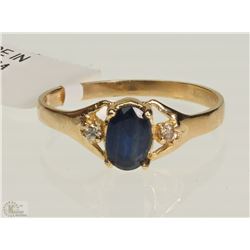 #47-10KT GOLD  SAPPHIRE DIAMOND  RING