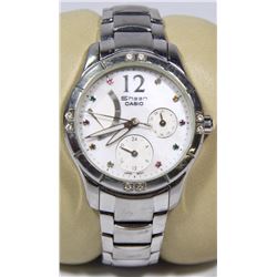 ST/STEEL CASIO SHEEN DAYDATE 24 HOURS WOMEN WATCH