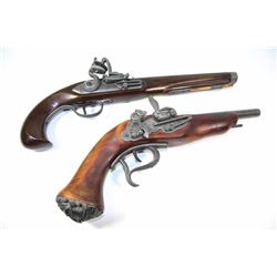 PAIR OF WOOD & METAL FLINT LOCK PISTOL REPLICAS