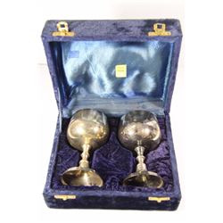 PAIR OF STERLING SILVER GOBLETS WITH PROTECTIVE