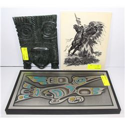 COLLECTION OF THREE ASSORTED NATIVE DECORATIVE ART